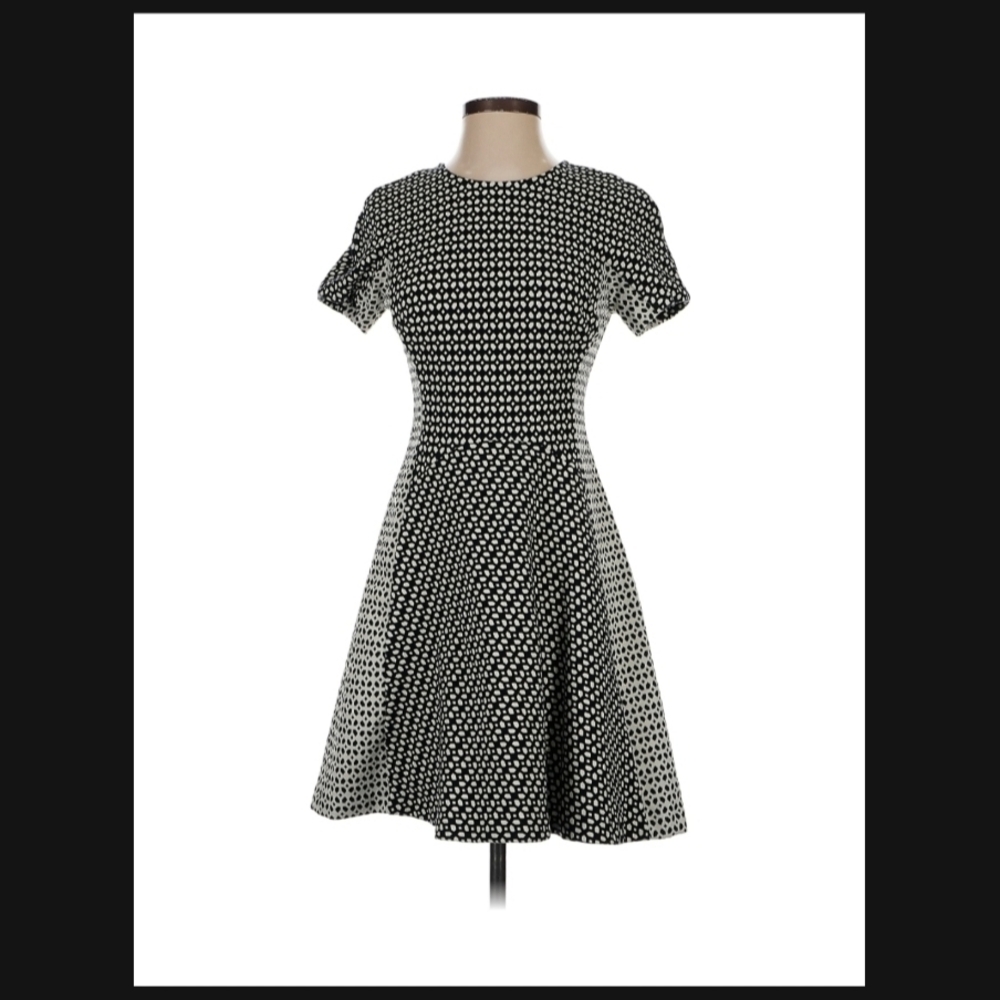 Lela Rose Black and White Patterned Dress